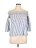 Blue Rain 100% Cotton Blue 3/4 Sleeve Blouse Size L - photo 1