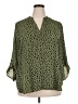 Lush 100% Polyester Animal Print Green 3/4 Sleeve Blouse Size 2X - photo 1