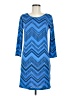 Allison Brittney Chevron-herringbone Blue Casual Dress Size M - photo 1