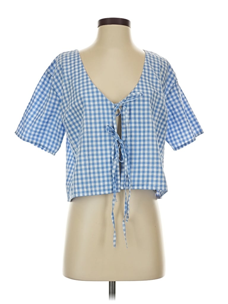 Pre-owned Asos Design Short Sleeve Blouse In Blue