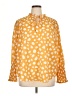 Ann Taylor 100% Polyester Polka Dots Yellow Long Sleeve Blouse Size XL - photo 1