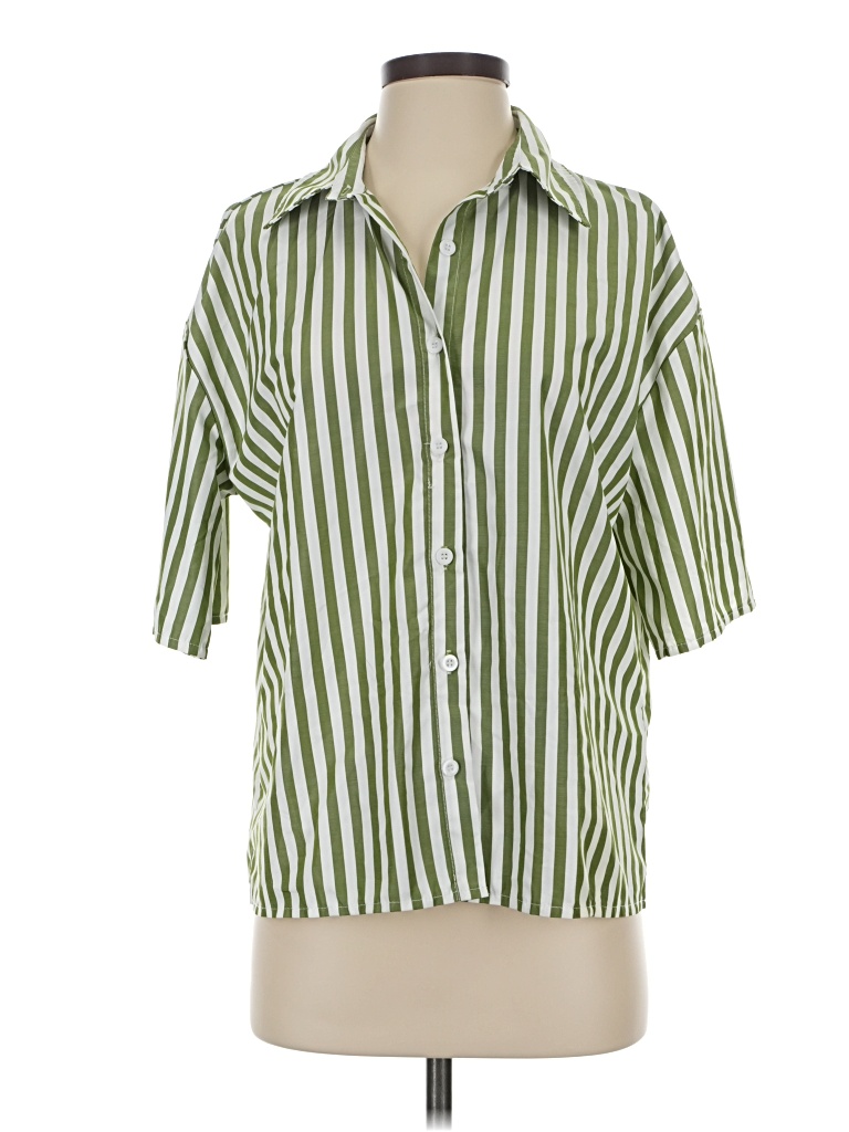 Pre-owned Unbranded Short Sleeve Blouse In Green