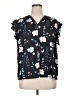 Unbranded Floral Black Short Sleeve Blouse Size 1X - photo 1