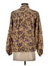 No.6 Store 100% Silk Floral Brown Yellow Long Sleeve Silk Top Size XS (0) - photo 2
