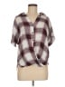 Harper 100% Rayon Plaid Gray Short Sleeve Blouse Size M - photo 1