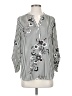 Black Rainn 100% Polyester Stripes Silver 3/4 Sleeve Blouse Size M - photo 1