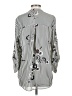 Black Rainn 100% Polyester Stripes Silver 3/4 Sleeve Blouse Size M - photo 2