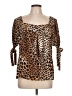 Neiman Marcus 100% Silk Brown 3/4 Sleeve Silk Top Size L - photo 1