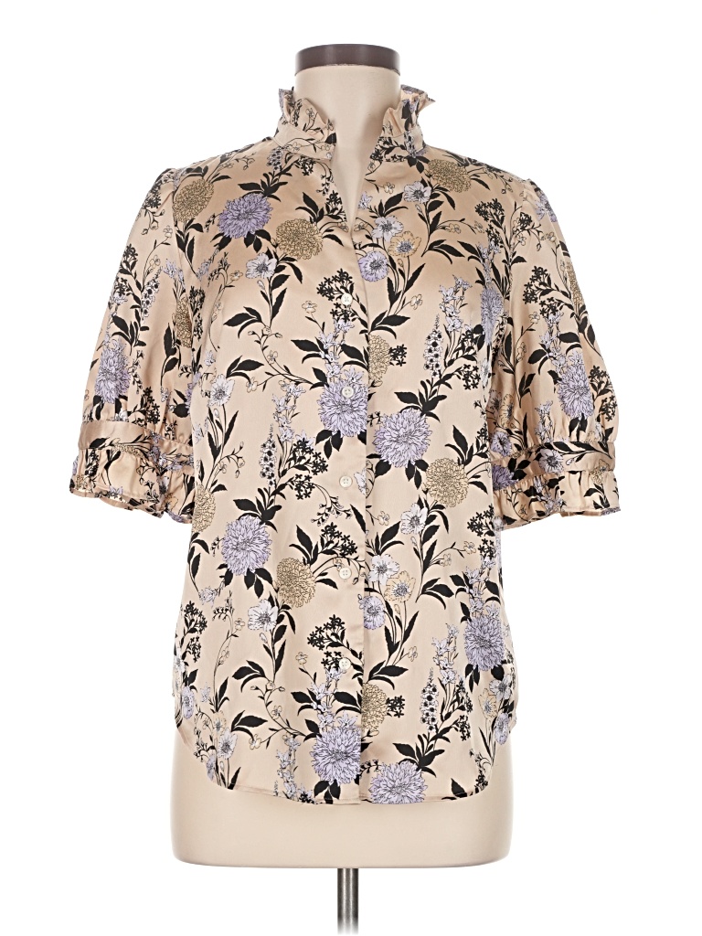 Pre-owned Ann Taylor Short Sleeve Blouse In Brown