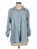 John Mark 100% Lyocell Polka Dots Blue 3/4 Sleeve Button-Down Shirt Size M - photo 1