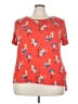 Halogen Floral Red Short Sleeve T-Shirt Size 3X - photo 1