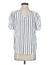 Adrianna Papell Stripes White Short Sleeve Blouse Size S - photo 1