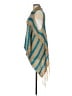 Hayden 100% Acrylic Color Block Stripes Teal Kimono Size S - photo 5