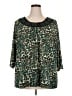 Essentials Animal Print Teal 3/4 Sleeve Blouse Size 2X - photo 1