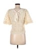 Sarah Hann 100% Nylon Ivory Short Sleeve Blouse Size M - photo 2
