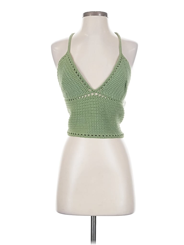 Pre-owned Chicwish Sleeveless Top Green Halter Neckline Tops