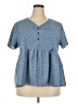 Shein Curve 100% Polyester Blue Short Sleeve Blouse Size 2X - photo 1