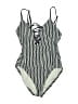 Unbranded Stripes Gray One Piece Swimsuit Size L - photo 1