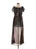 Lulus 100% Polyester Print Black Blue Casual Dress Size M - photo 1