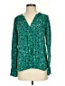 J.Crew 100% Silk Polka Dots Teal Long Sleeve Silk Top Size 0 - photo 1