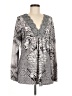 One World Silver Long Sleeve Blouse Size M - photo 1