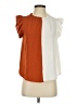 Ces Femme 100% Polyester Color Block Orange Sleeveless Blouse Size S - photo 1