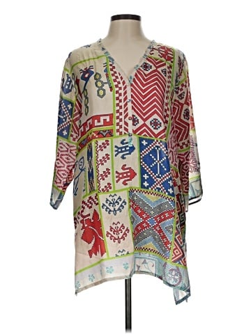 Johnny Was 3/4 Sleeve Silk Top (view 1)