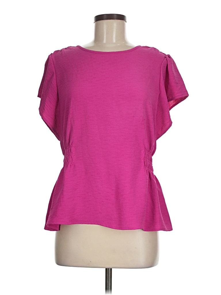 Pre-owned Nine West Short Sleeve Top Pink Scoop Neck Tops