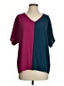 Ever After Color Block Burgundy Short Sleeve Blouse Size S - photo 1