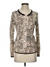 Lands' End 100% Supima Cotton Animal Print Tan Cardigan Size S - photo 1