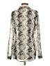 CAbi 100% Polyester Animal Print Silver Long Sleeve Blouse Size S - photo 2