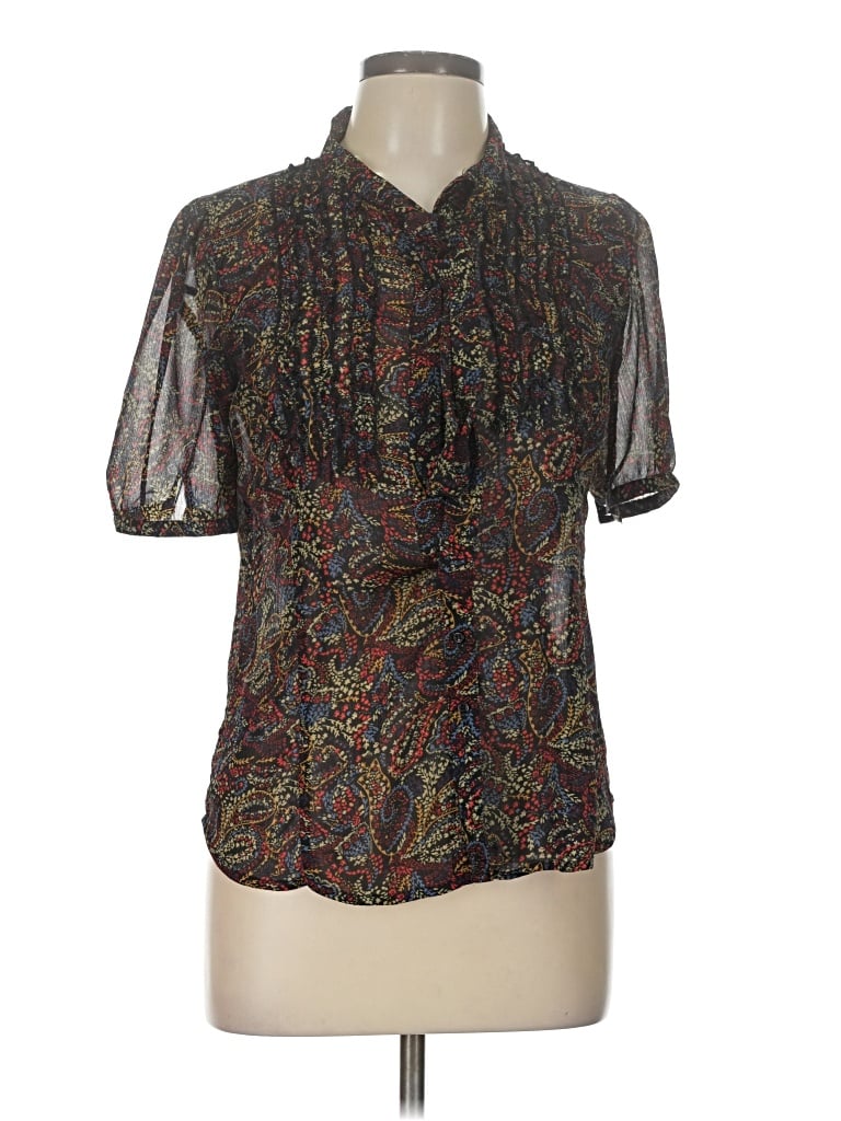 Pre-owned Xhilaration Short Sleeve Blouse In Black