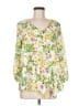 Cato 100% Polyester Green Ivory 3/4 Sleeve Blouse Size M - photo 1