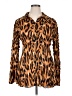 Alberto Makali 100% Polyester Animal Print Brown Long Sleeve Blouse Size XL - photo 1