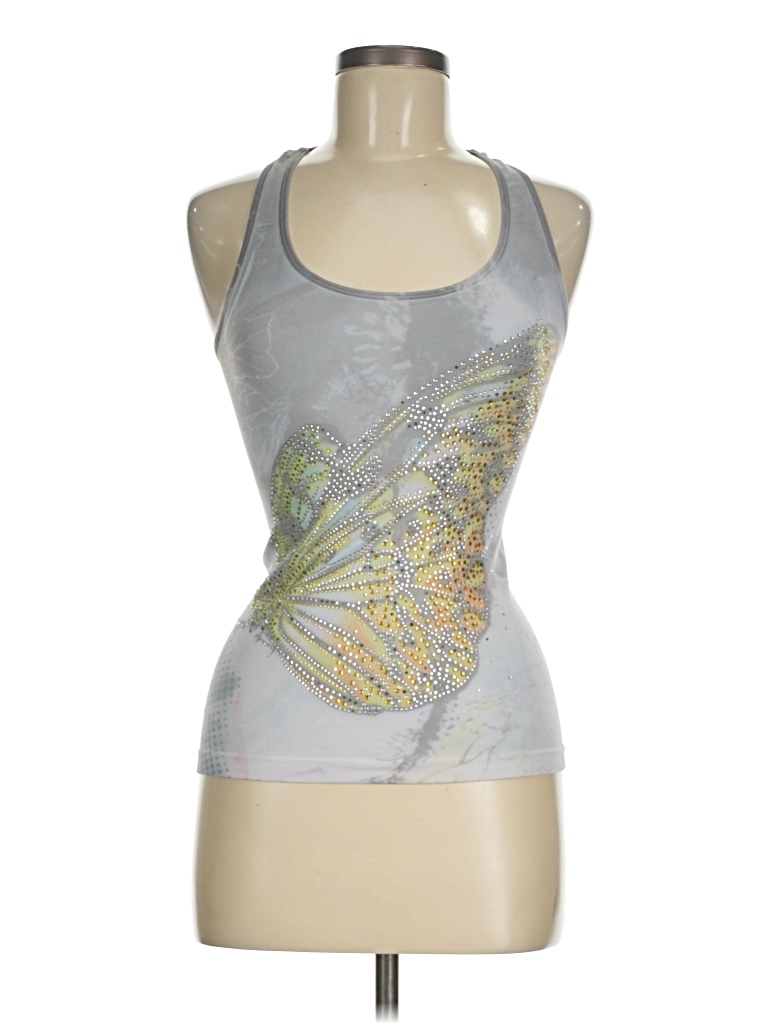 Pre-owned M U.s.a. Tank Top Silver Halter Neckline Tops