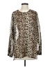 Clara Sun Woo 100% Polyester Animal Print Brown Long Sleeve Blouse Size S - photo 1