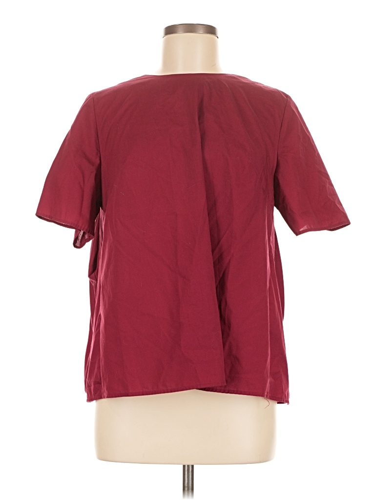 Pre-owned Asos Design Short Sleeve Blouse In Burgundy