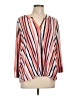 New Directions Stripes Orange 3/4 Sleeve Blouse Size L - photo 1