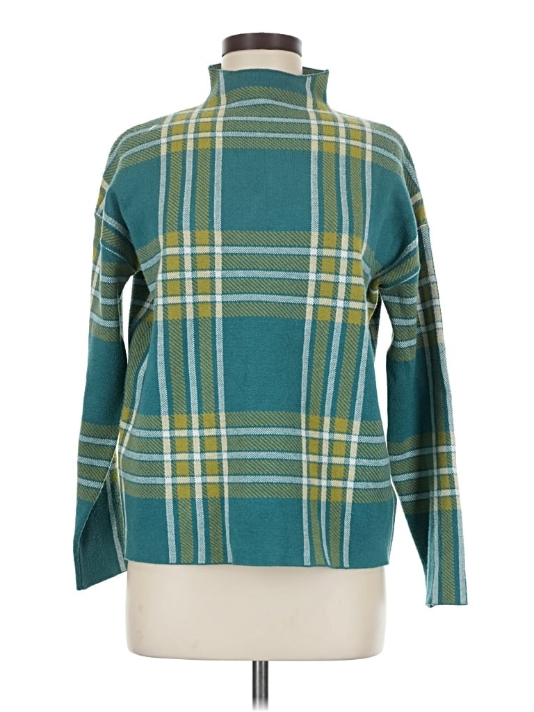 Pre-owned Max Studio Long Sleeve Top Teal Turtleneck Tops In Blue