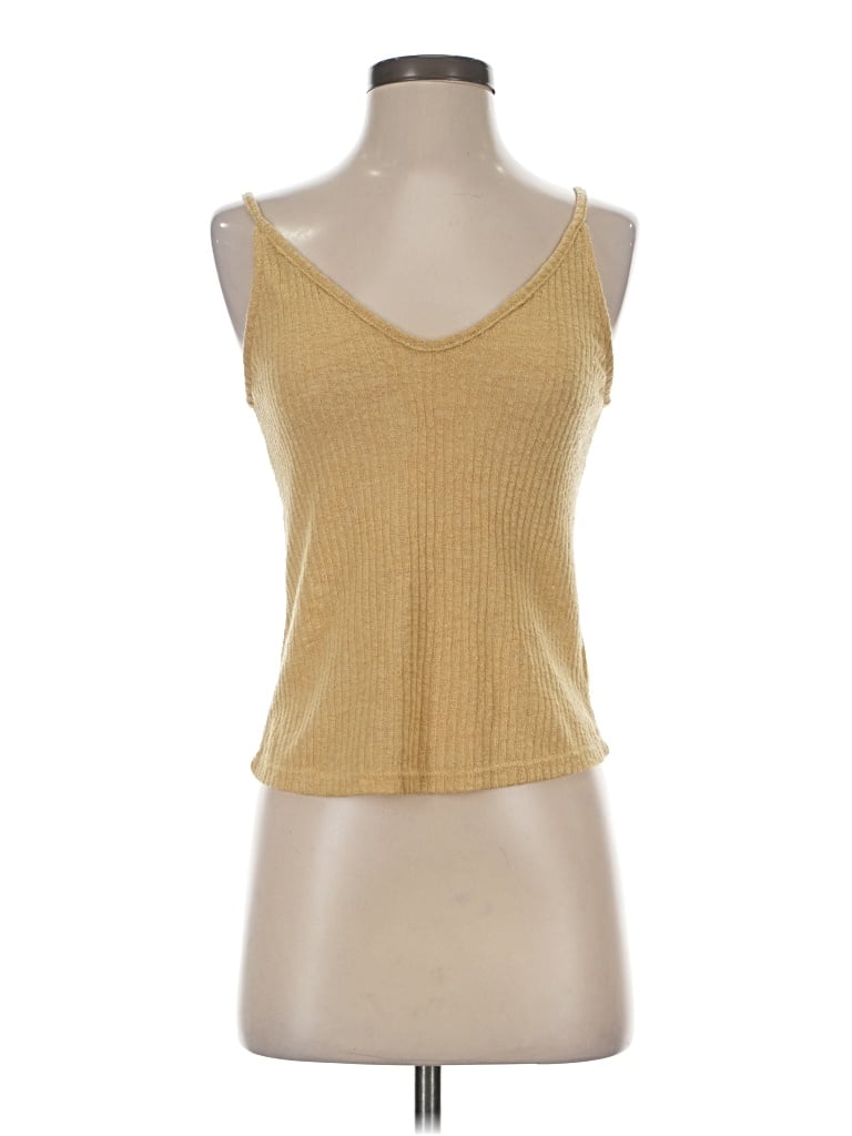Pre-owned Project Social T Tank Top Gold Plunge Neckline Tops