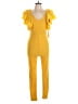 Haute Monde Solid Yellow Jumpsuit Size L - photo 1