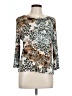 One World Animal Print Silver 3/4 Sleeve Blouse Size L - photo 1