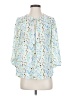 Kaari Blue 100% Polyester Blue White 3/4 Sleeve Blouse Size XS - photo 1
