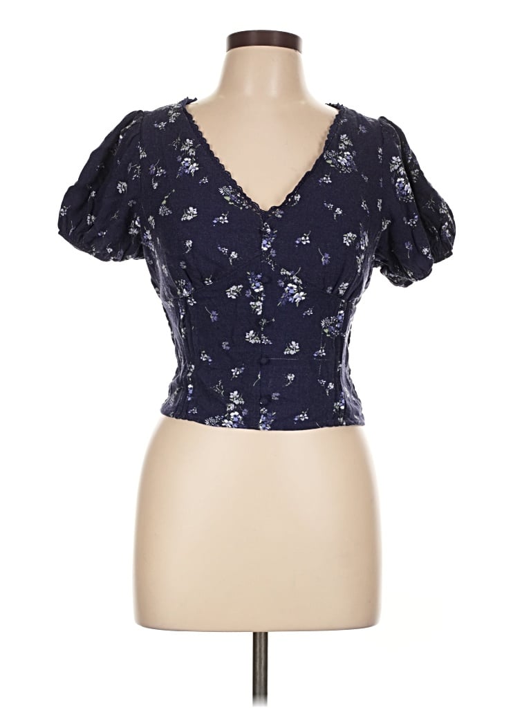 Pre-owned Sienna Sky Short Sleeve Blouse In Blue