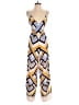 Forever 21 Contemporary 100% Polyester Chevron-herringbone Yellow Blue Jumpsuit Size S - photo 1