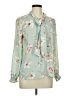 Pleione 100% Polyester Floral Green Long Sleeve Blouse Size M - photo 1
