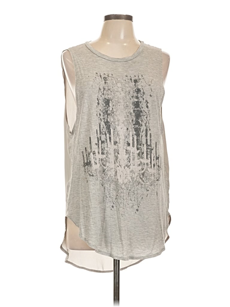 Pre-owned Haute Hippie Sleeveless Top Silver Keyhole Neckline Tops