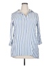 Raviya 100% Rayon Stripes Blue 3/4 Sleeve Button-Down Shirt Size 2X - photo 1