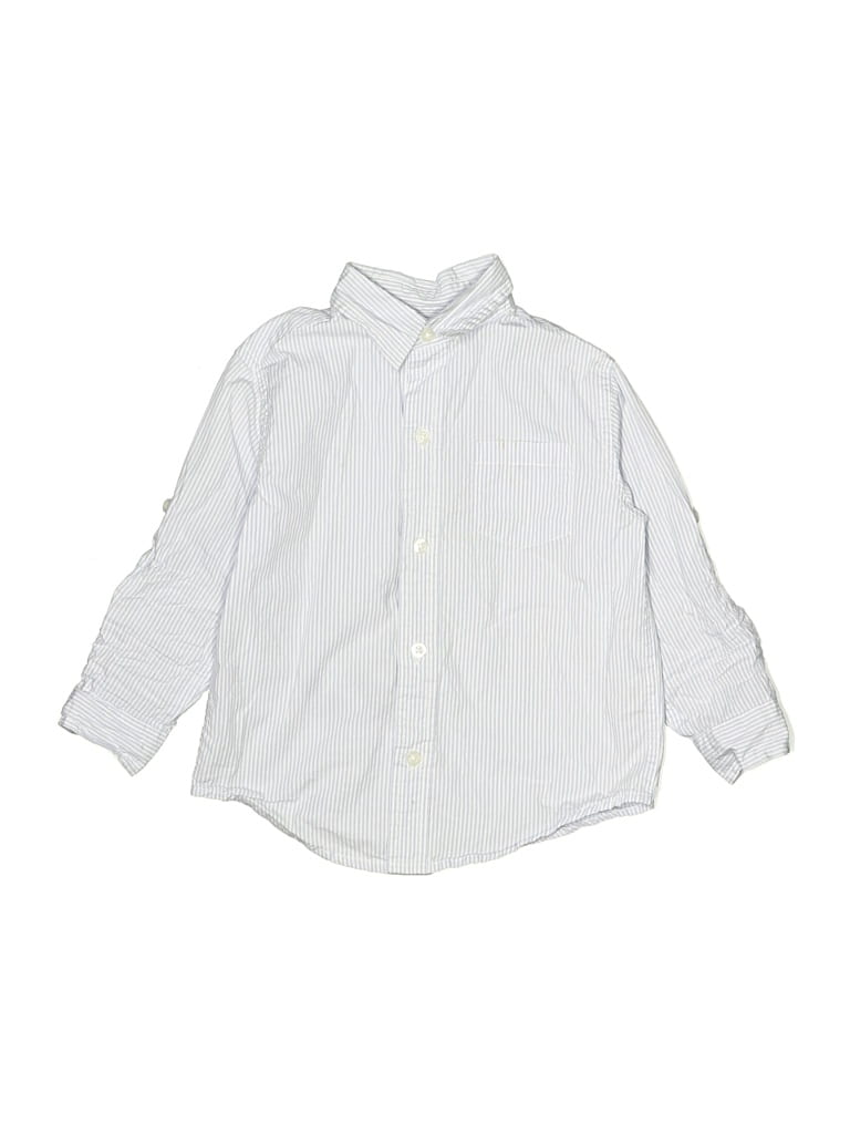 Pre-owned Janie And Jack Kids' Long Sleeve Button Down Shirt In White