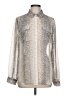 Old Navy 100% Polyester Animal Print Silver Long Sleeve Blouse Size L - photo 1